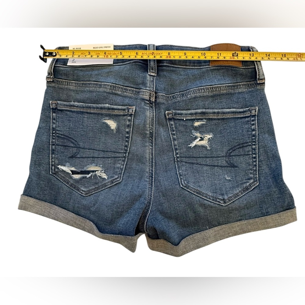 American Eagle Outfitters Women's Dark Blue Ripped Jean Shorts Size 2 W 26 NWT - Picture 15 of 16